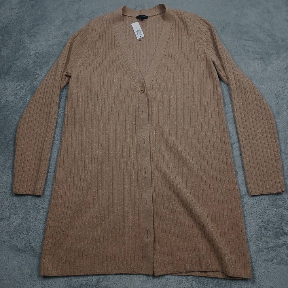 Talbots Sweater Womens Medium Brown Cardigan Button Up Preppy‎ NWT